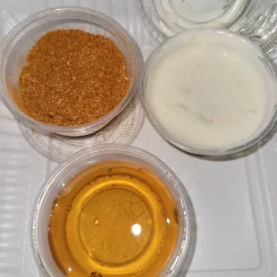 Seasoning, honey and blue cheese dressing