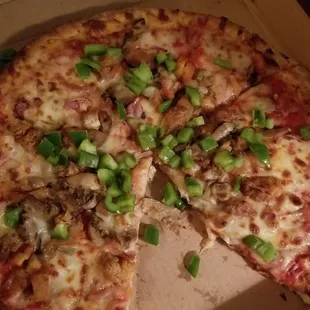 The Peppers were thrown on AFTER the pizza was cooked.