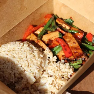 Takeout Fiery Tofu Vegetables with Brown rice ($13.25)
