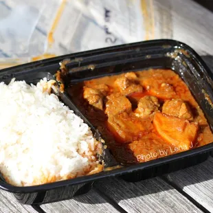 Takeout Burmese Pork Curry with Coconut rice ($13.25)