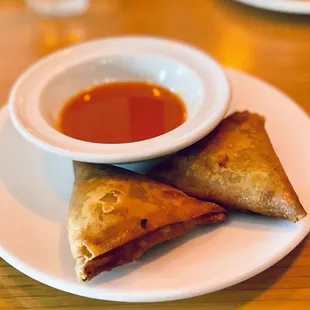 Samosas. Happy Hour serving size.