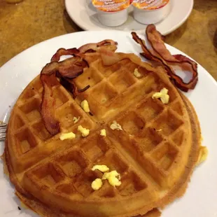 I just had the eggs and left the waffle. Never going back.