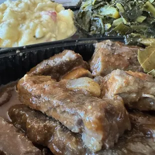 Collard greens and potato salad