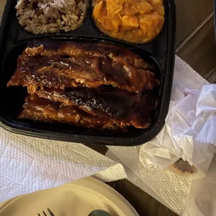 BBQ Ribs, Rice &amp; Peas &amp; Yams