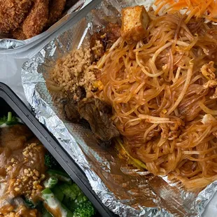 Pad Thai , peanut butter beef , an spicy garlic fish