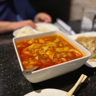 F4. Sliced Fish in Tofu Pot with Cayenne Sauce