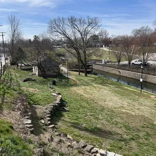 Looking down at the park