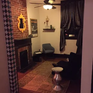 Chill sitting room with window onto street balcony