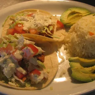 Mahi Mahi Tacos with Cilanto Green Chili Sauce