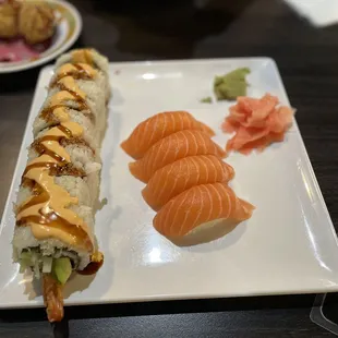 a plate of sushi on a table