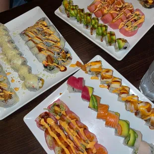 Assorted rolls from the All You Can Eat menu