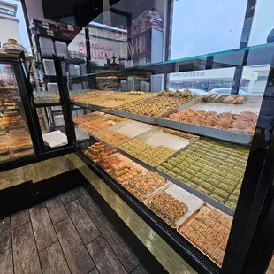 the display of a variety of pastries