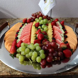 a platter of fresh fruit