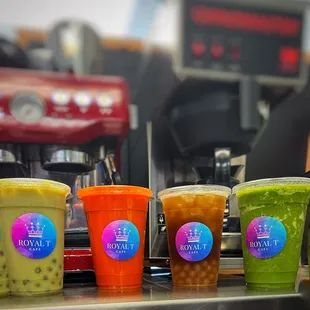 Honeydew milk tea , carrot juice , let&apos;s mango , green juice