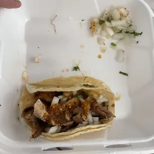 Ordered 3 Carnitas. Best in town. This is how I cook at home, grandmas real Mexican food.