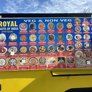 a menu on a food truck