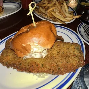 Fried fish sandwich + fries