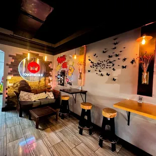 the interior of a tea shop