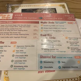 Wow, boba drink menu