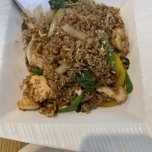 The Thai basil rice was very good with chicken good spice good flavor