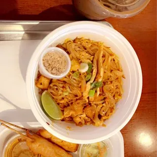 Pad Thai, Chicken Satay, Thai Ice Coffee