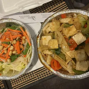 39. Som Tum Salad, 54. Basil Noodle Plate