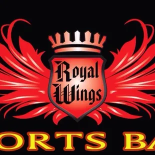 the logo for the royal wings sports bar