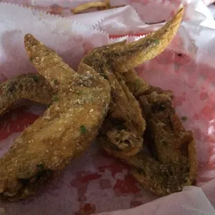 Garlic Parmesan wings, what&apos;s left of a 20 piece.