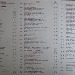 menu