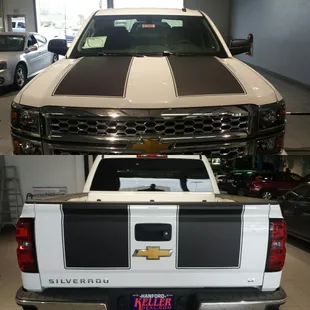 Stripes on a new Chevy for Keller motors