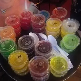 Tons of jello shots to choose from.