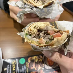 Beef Shawarma wrap the owner gave us to sample