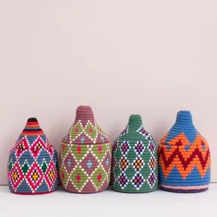 a row of woven baskets