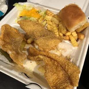 3 Piece Fillet meal. More like 1 whole fillet cut in half and a half of another piece.