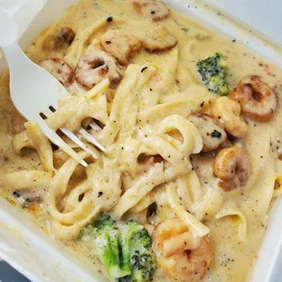 Shrimp Fettuccine $15 , this shit is delish