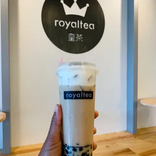 Latte mousse with added boba and Oreo crumble