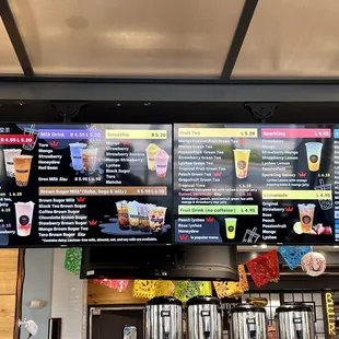 the menu of a fast food restaurant