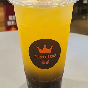 Large Peach Lemonade add Boba