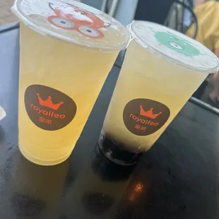Original lemonade and lychee boba lemonade