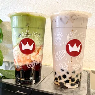 Strawberry Matcha Latte, Taro Milk Tea