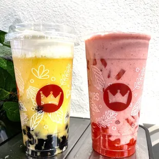Cheese cream fresh mango smoothie tea and Royal Strawberry Smoothie