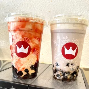 Strawberry Milk Tea and Taro Milktea with Cheesecream