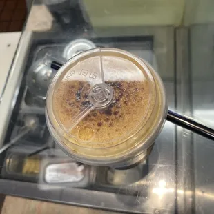 Aerial view of the Creme Brulee crust of the Brown Sugar Boba Organic Milk (With Crme Brle) (SM)