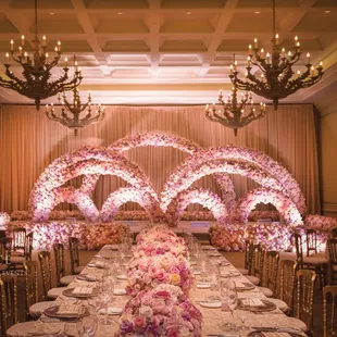 Custom Floral Design for Reception Stage at Pelican Hill