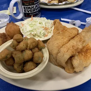 ows fried fish, coleslaw and coleslaw