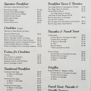 Breakfast Menu Served ALL Day