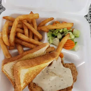 Chicken Fried Steak W/ Fries and veggies To-Go