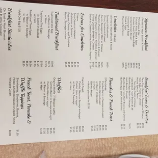 Front of the menu