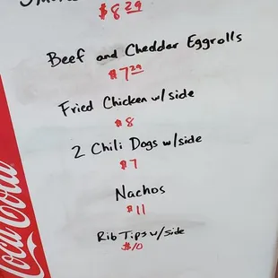 the menu for today's specials