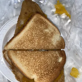 Catfish Sandwich with Cheddar &amp; Tartar Sauce on White Toast. Did not like the catfish it was chewy &amp; hard.